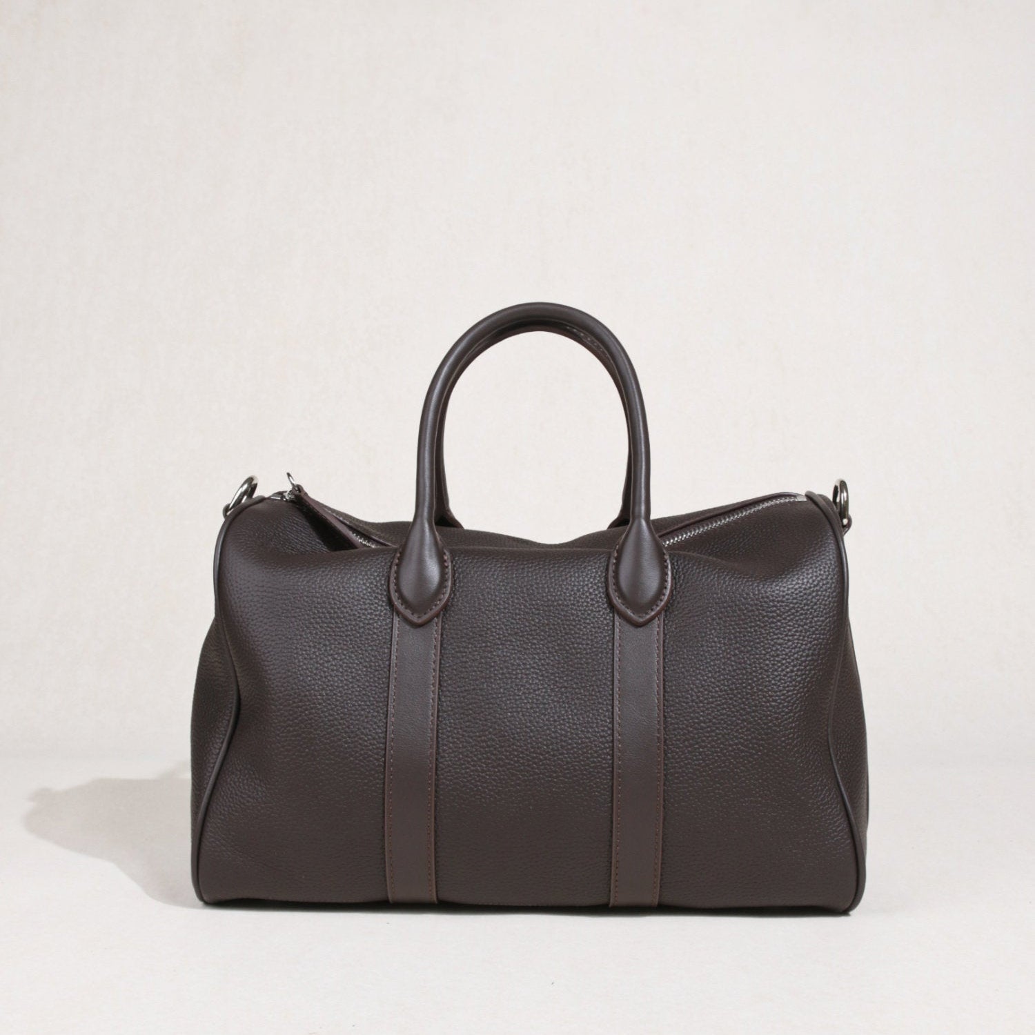 Handmade Top Grain Leather Bag, Luxury Boston Satchel & Crossbody Bag for Traveling, Best Everyday Carry Bag for Women Ebony