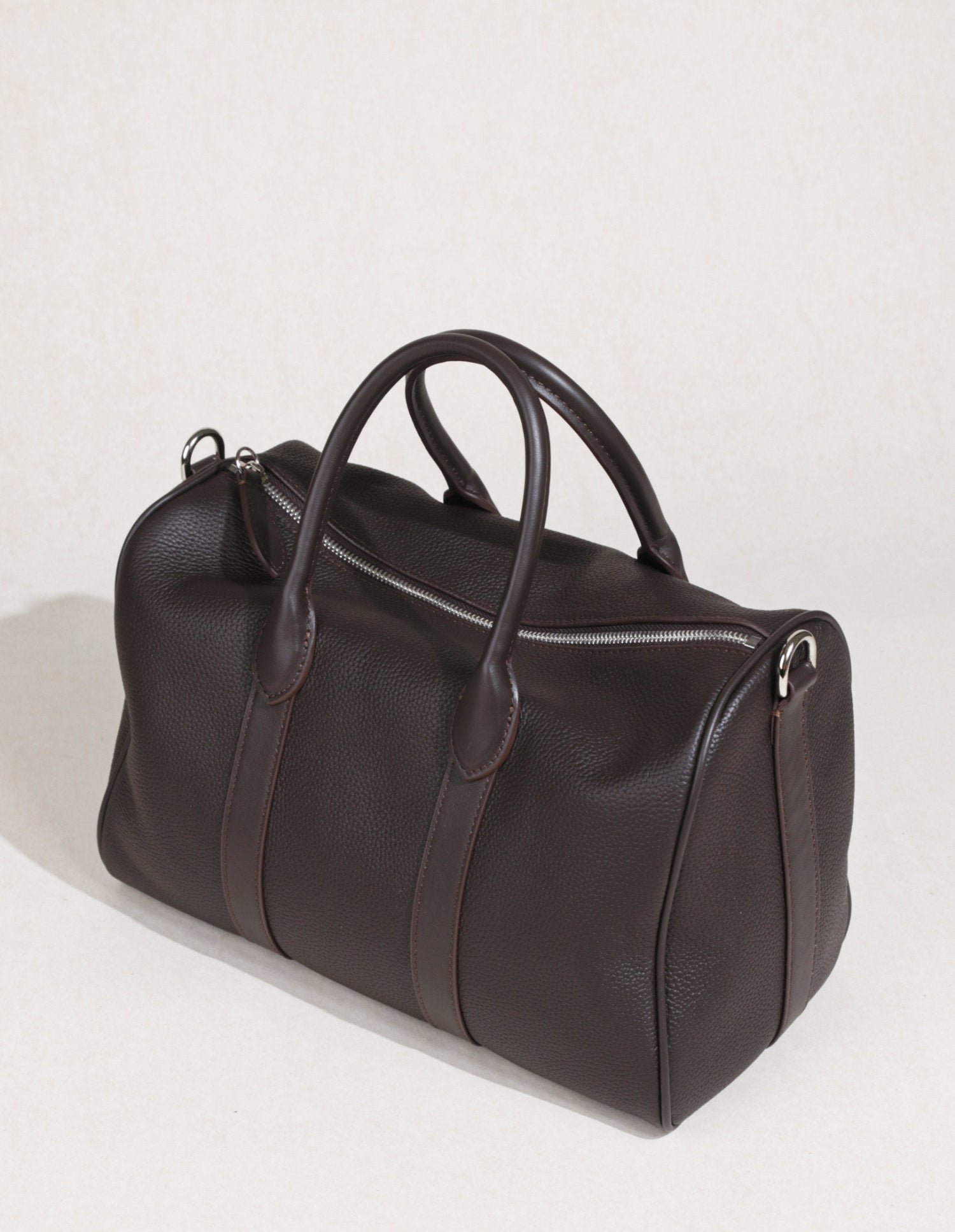 Handmade Top Grain Leather Bag, Luxury Boston Satchel & Crossbody Bag for Traveling, Best Everyday Carry Bag for Women Ebony