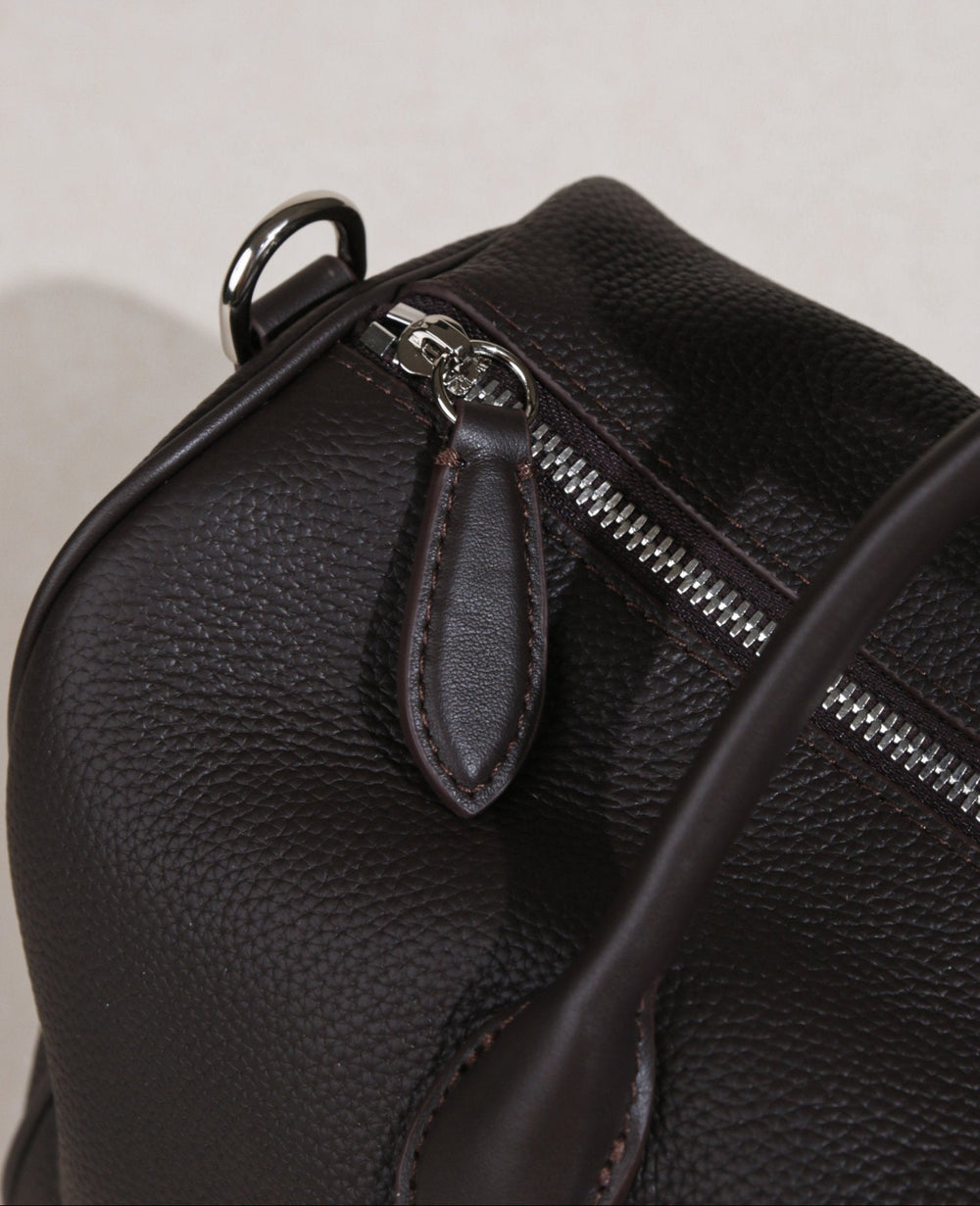 Handmade Top Grain Leather Bag, Luxury Boston Satchel & Crossbody Bag for Traveling, Best Everyday Carry Bag for Women Ebony