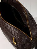Handmade Woven Lambskin Leather Shoulder Bag, Luxury Box Purse, Vintage Bowling Style Women’s Commuter Handbag