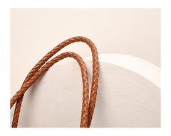 Handmade Woven Leather Tote Bag, Full Grain Leather Hand Woven Triple Jump Bamboo Ladies HoBo Bag, Curve Opening Summer Holiday Basket Bag