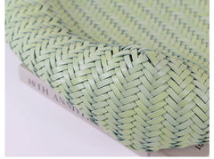 Handmade Woven Leather Tote Bag, Full Grain Leather Hand Woven Triple Jump Bamboo Ladies HoBo Bag, Curve Opening Summer Holiday Basket Bag