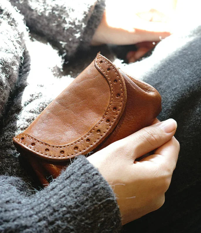 Handmade leather wallet | Full Grain Leather Vintage Purse | Short Wallet small vintage card wallet Coin Pouch for women Handmade