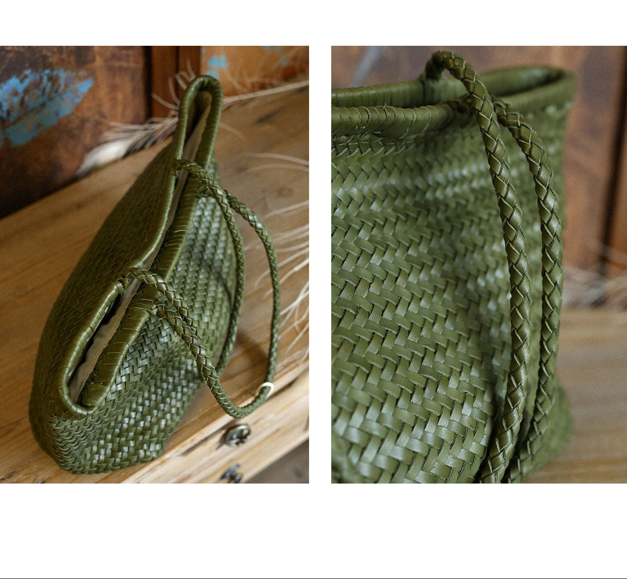 Handwoven Basket Tote Bag | Vegetable-Tanned Italian Cowhide Hand-Carry Bag | Minimalist Summer Commuter Style