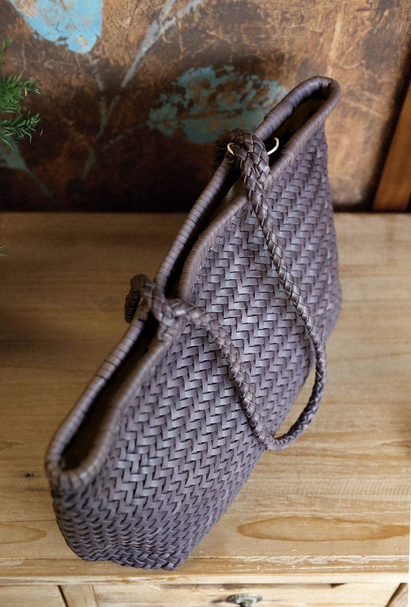 Handwoven Basket Tote Bag | Vegetable-Tanned Italian Cowhide Hand-Carry Bag | Minimalist Summer Commuter Style