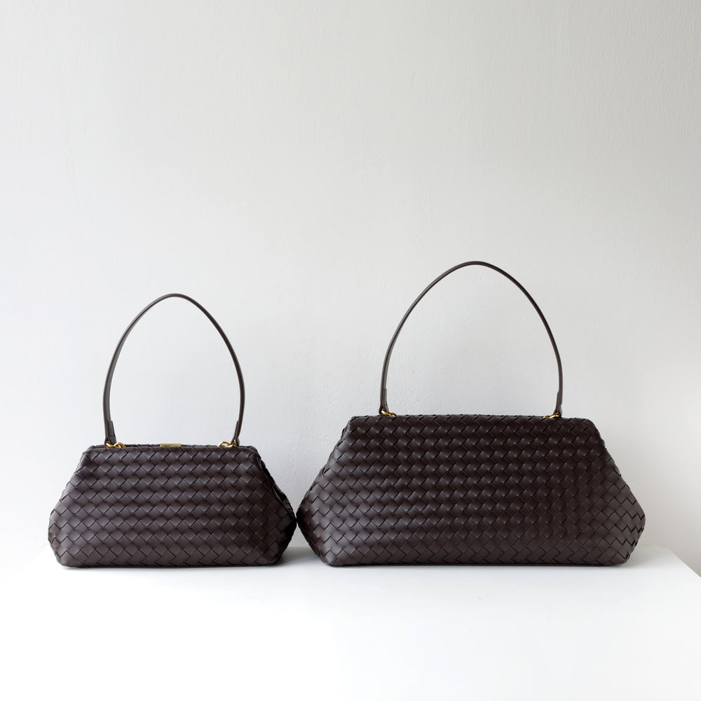 Handwoven Cowhide Leather Frame Clutch Bag | Women's Commuter Top-Handle & Shoulder Purse