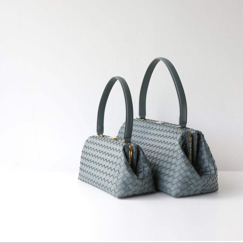 Handwoven Cowhide Leather Frame Clutch Bag | Women's Commuter Top-Handle & Shoulder Purse