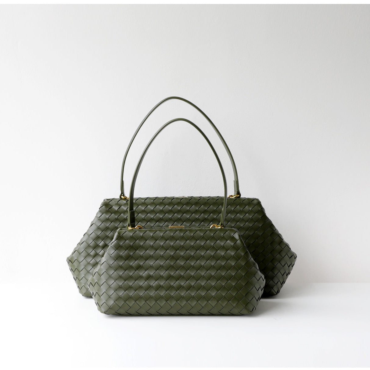 Handwoven Cowhide Leather Frame Clutch Bag | Women's Commuter Top-Handle & Shoulder Purse