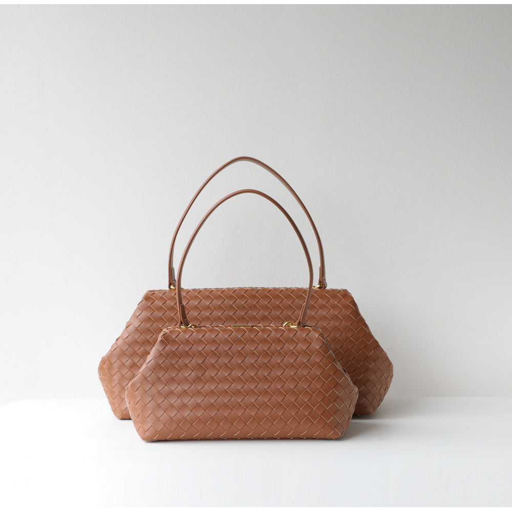 Handwoven Cowhide Leather Frame Clutch Bag | Women's Commuter Top-Handle & Shoulder Purse