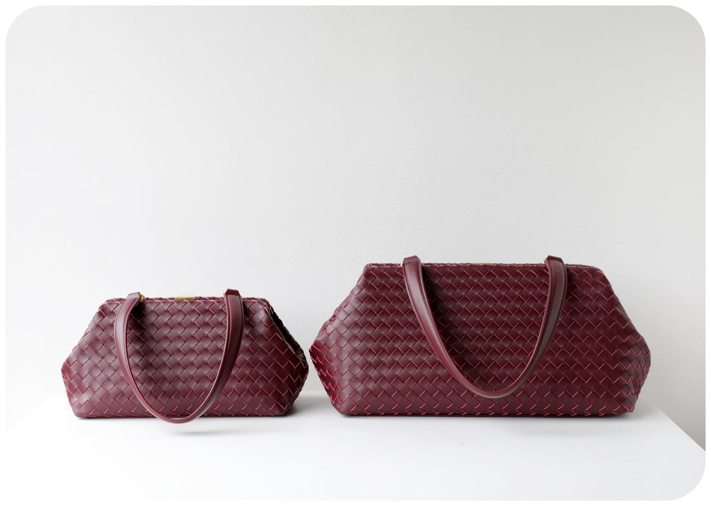 Handwoven Cowhide Leather Frame Clutch Bag | Women's Commuter Top-Handle & Shoulder Purse