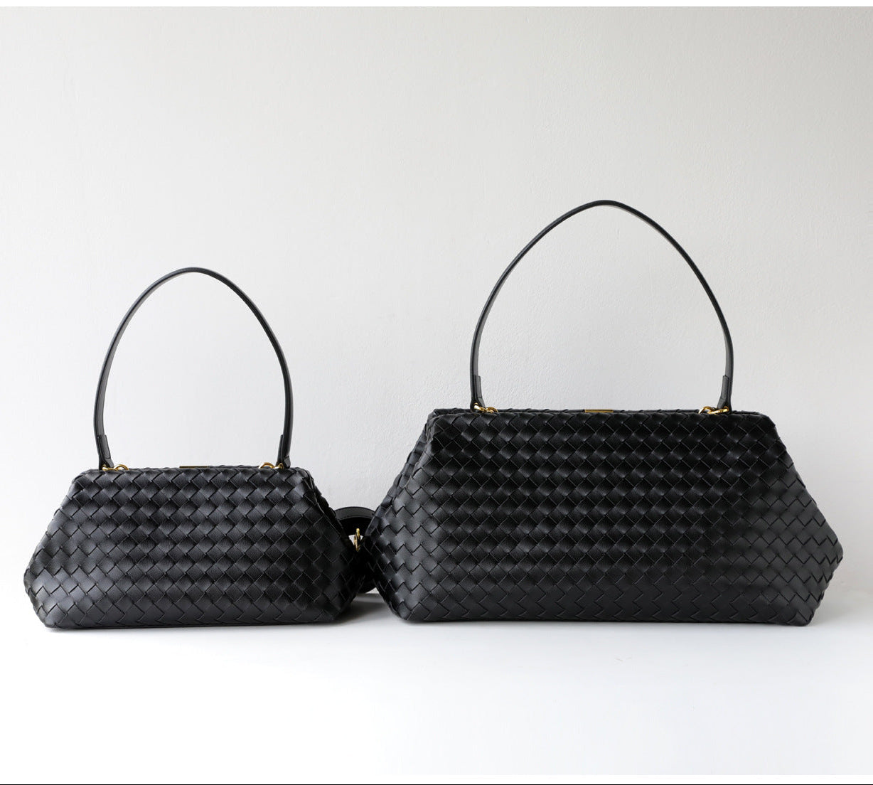Handwoven Cowhide Leather Frame Clutch Bag | Women's Commuter Top-Handle & Shoulder Purse