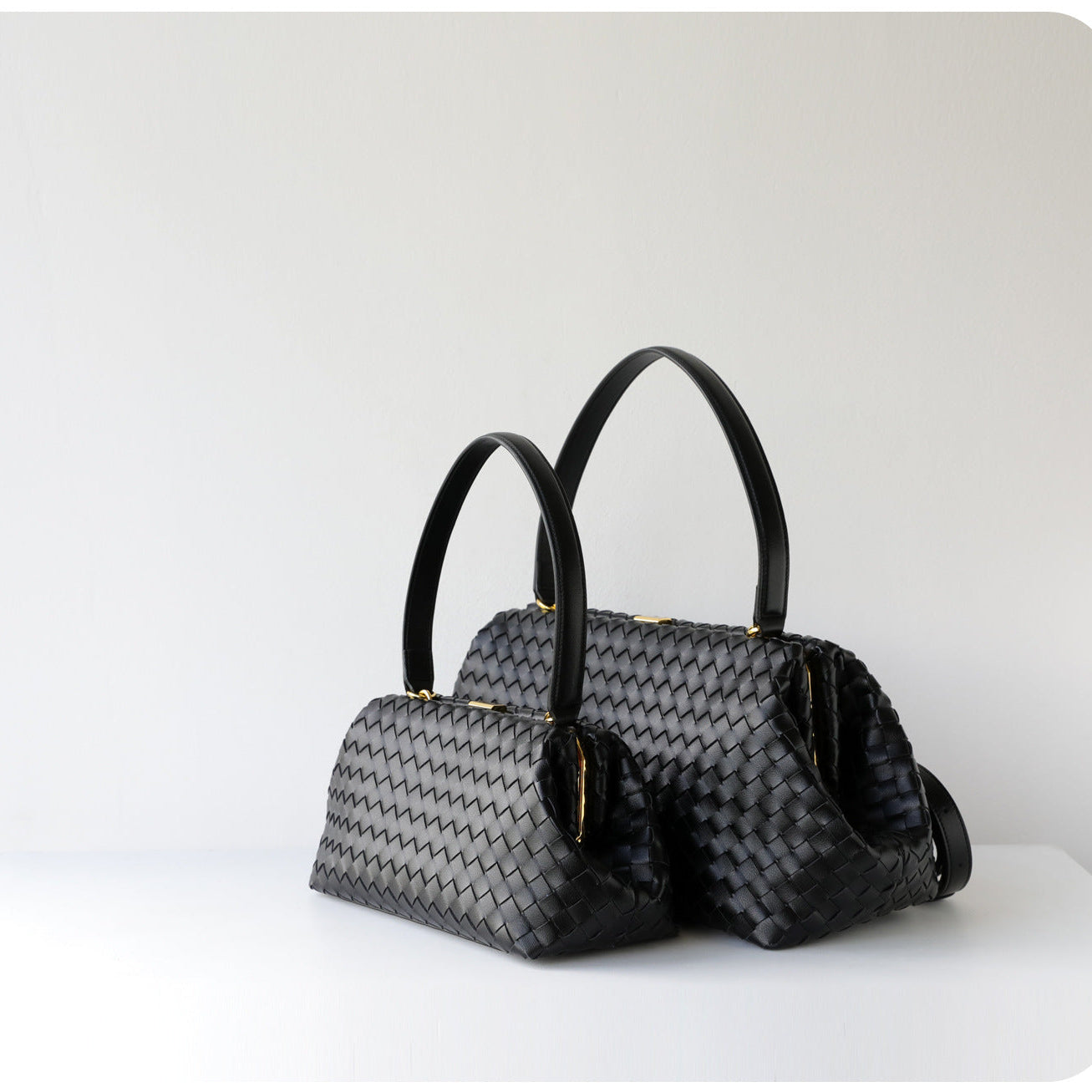 Handwoven Cowhide Leather Frame Clutch Bag | Women's Commuter Top-Handle & Shoulder Purse
