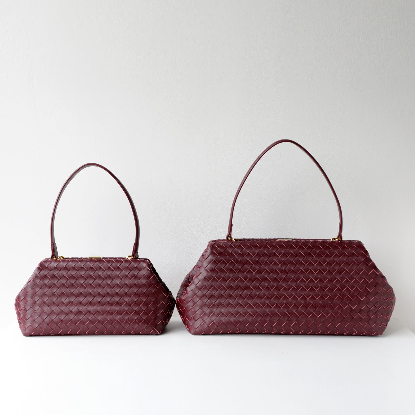 Handwoven Cowhide Leather Frame Clutch Bag | Women's Commuter Top-Handle & Shoulder Purse
