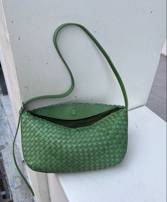 Handwoven Cowhide Leather Hobo Bag | Luxury Intrecciato Crossbody & Shoulder Bag | Minimalist Bag