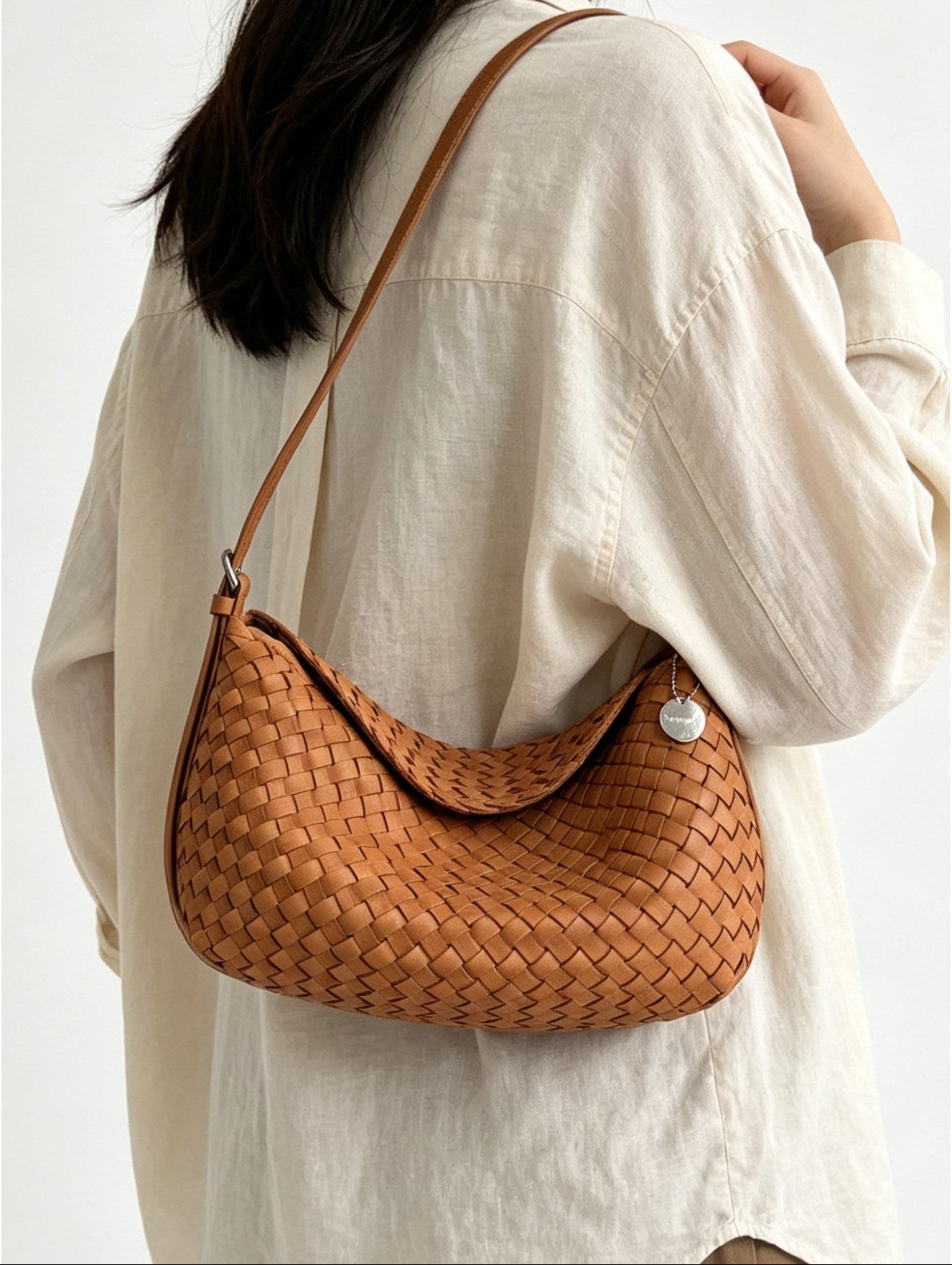 Handwoven Cowhide Leather Hobo Bag | Luxury Intrecciato Crossbody & Shoulder Bag | Minimalist Bag
