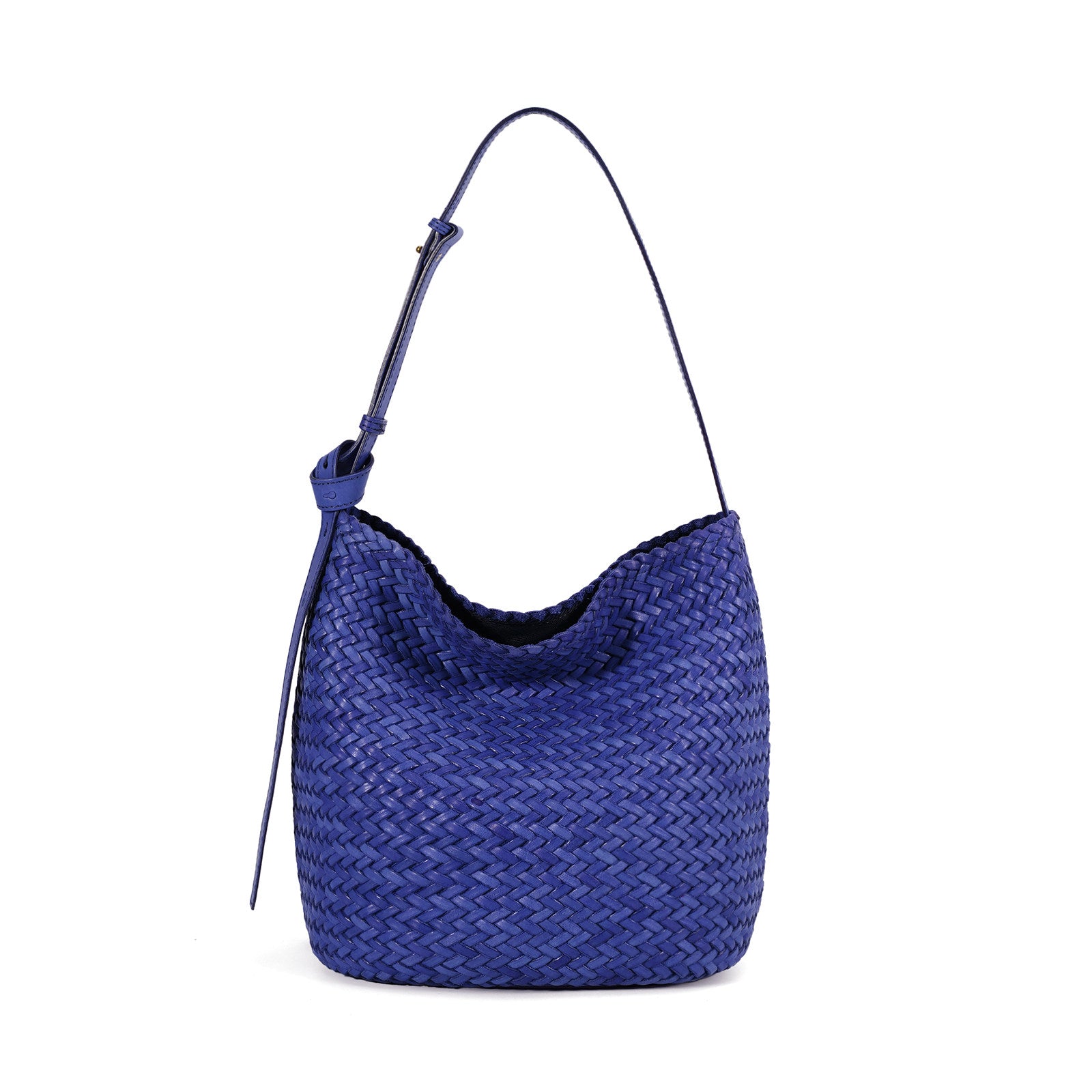 Handwoven Full-Grain Leather Bucket Bag | Stylish Shoulder Bag for Women | Leather Beach Bag