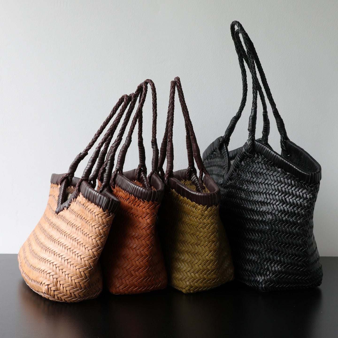 Handwoven Full Grain Cowhide Leather Basket Tote | V-Cut Rim Leather Shoulder Bag | Summer Beach Bag in Two Sizes