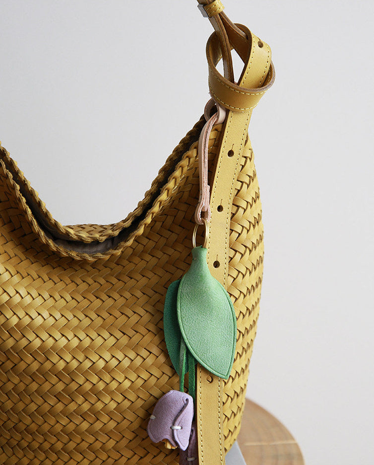 Handwoven Full-Grain Leather Bucket Bag – Two Sizes | Vegetable-Tanned Leather Shoulder Bag, 19 Colours, Hydrophobic Finish