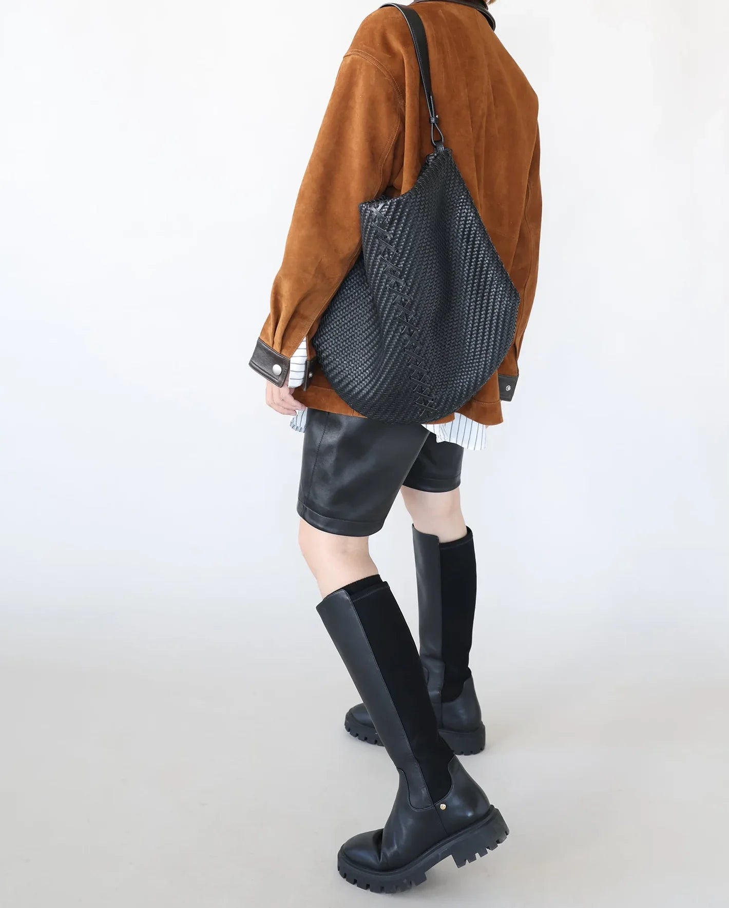 Handwoven Full Grain Leather Hobo Bag | Slouchy Large Shoulder Tote