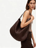 Handwoven Full Grain Leather Hobo Bag | Slouchy Large Shoulder Tote