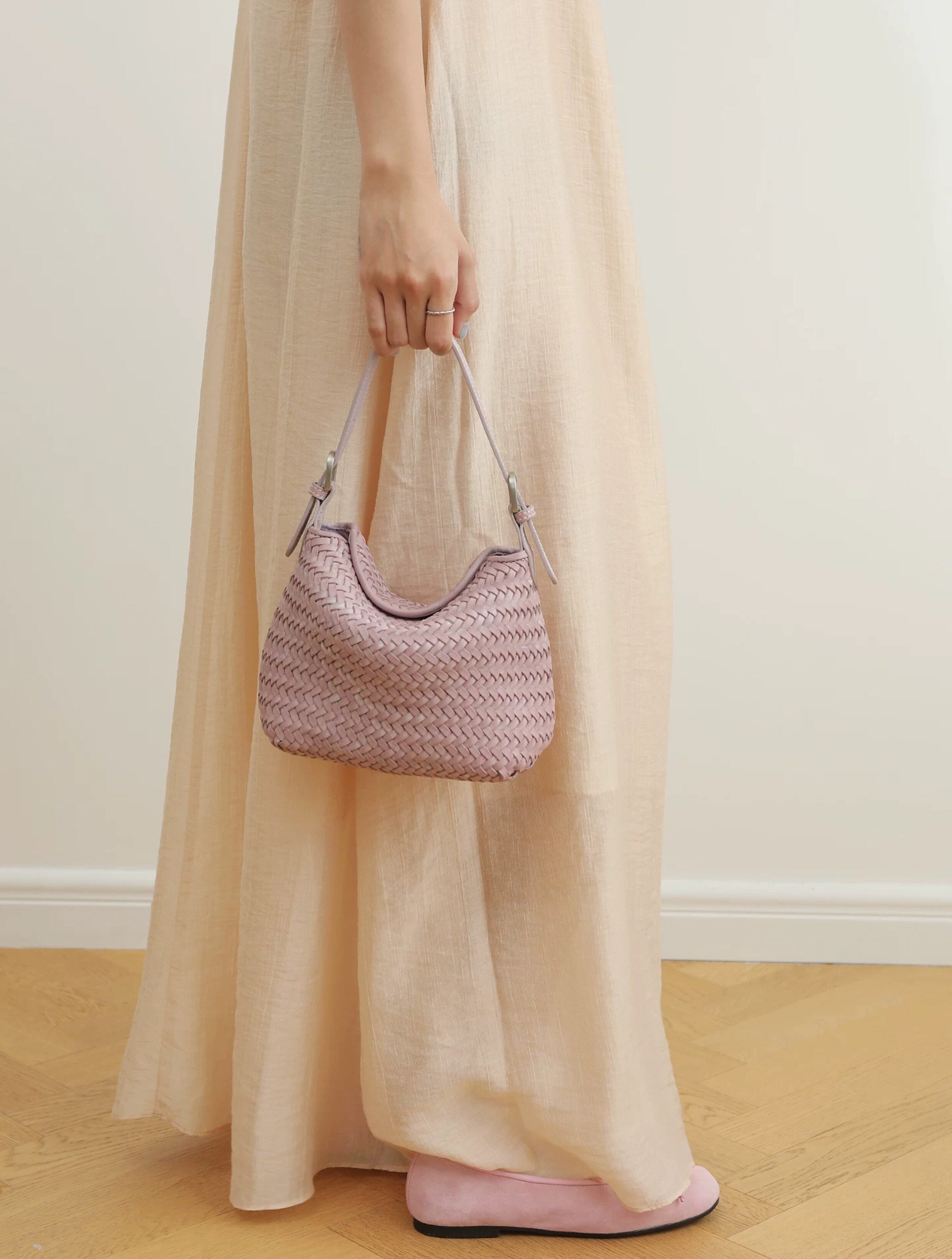 Handwoven Full Grain Leather Hobo Bag | Vintage Basketweave Shoulder & Crossbody Bag