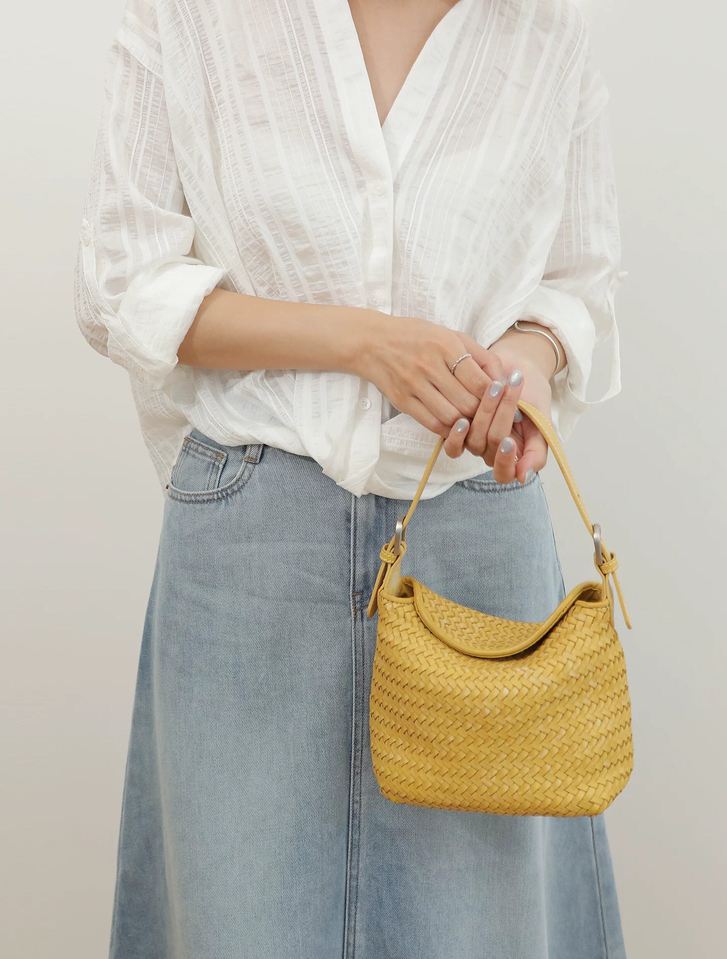Handwoven Full Grain Leather Hobo Bag | Vintage Basketweave Shoulder & Crossbody Bag