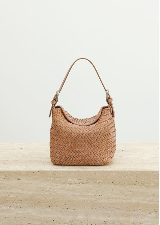 Handwoven Full Grain Leather Hobo Bag | Vintage Basketweave Shoulder & Crossbody Bag
