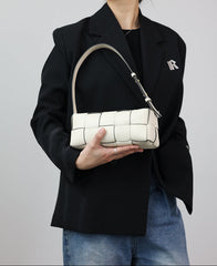 Handwoven Full Grain Leather Woven Box Bag | Mini Square Shoulder & Crossbody Satchel