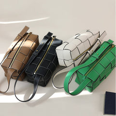Handwoven Full Grain Leather Woven Box Bag | Mini Square Shoulder & Crossbody Satchel