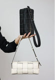 Handwoven Full Grain Leather Woven Box Bag | Mini Square Shoulder & Crossbody Satchel