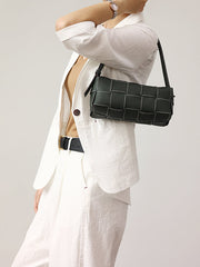 Handwoven Full Grain Leather Woven Box Bag | Mini Square Shoulder & Crossbody Satchel