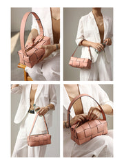 Handwoven Full Grain Leather Woven Box Bag | Mini Square Shoulder & Crossbody Satchel
