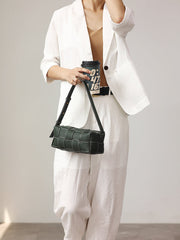 Handwoven Full Grain Leather Woven Box Bag | Mini Square Shoulder & Crossbody Satchel
