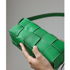Handwoven Full Grain Leather Woven Box Bag | Mini Square Shoulder & Crossbody Satchel