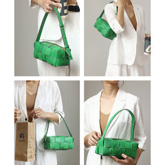 Handwoven Full Grain Leather Woven Box Bag | Mini Square Shoulder & Crossbody Satchel