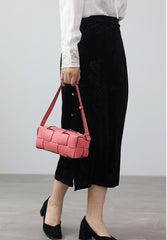 Handwoven Full Grain Leather Woven Box Bag | Mini Square Shoulder & Crossbody Satchel