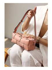 Handwoven Full Grain Leather Woven Box Bag | Mini Square Shoulder & Crossbody Satchel