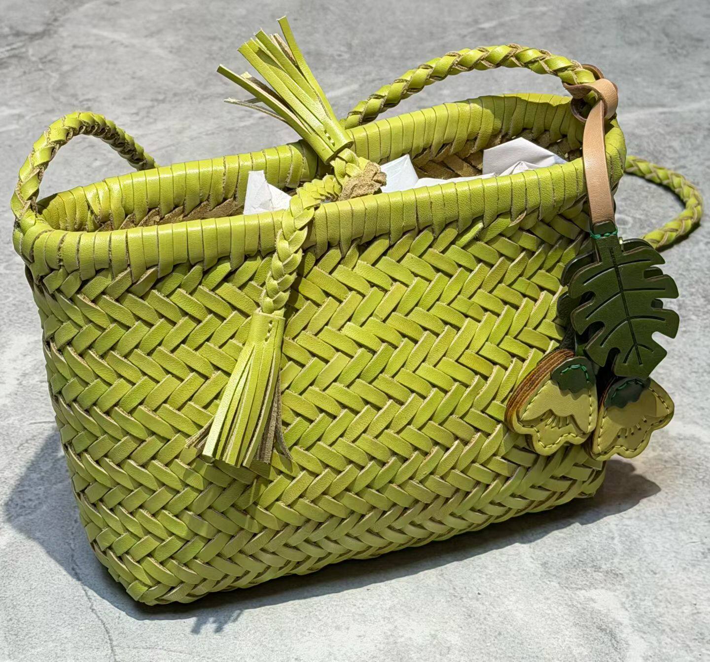 Handwoven Italian Cowhide Leather Crossbody Bag for Women |  Artisan Woven Shoulder Bag with Tassel & Drawstring Pouch | 8 Colours | Casual Daily & Weekend Ba