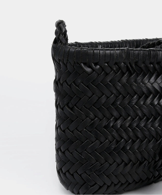 Handwoven Italian Cowhide Leather Crossbody Bag for Women |  Artisan Woven Shoulder Bag with Tassel & Drawstring Pouch | 8 Colours | Casual Daily & Weekend Ba