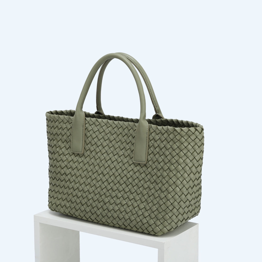 Handwoven Italian Lambskin Tote Bag,  Luxury Intrecciato Leather Shoulder Bag with Matching Pouch, Three Sizes