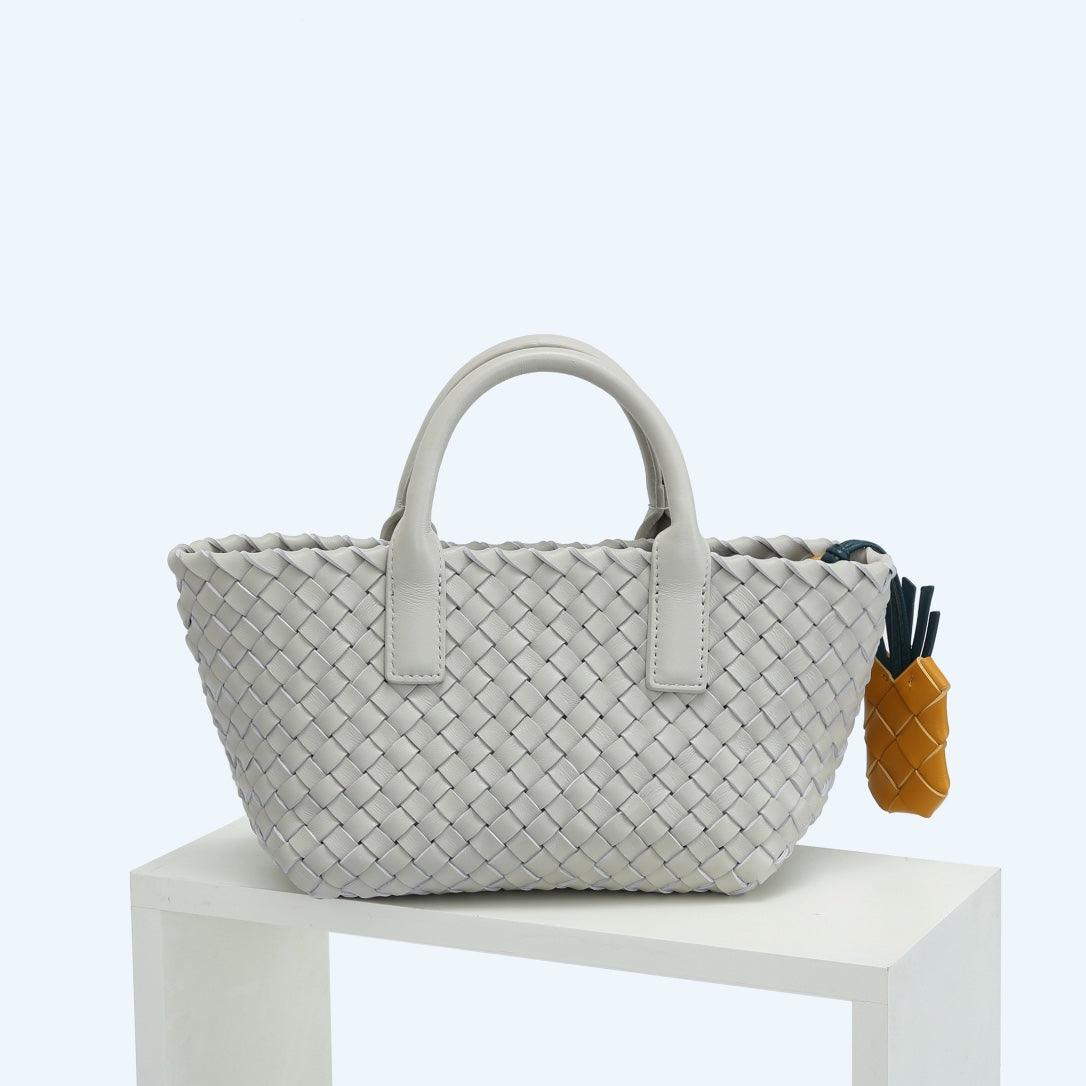 Handwoven Italian Lambskin Tote Bag,  Luxury Intrecciato Leather Shoulder Bag with Matching Pouch, Three Sizes