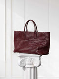 Handwoven Italian Lambskin Tote Bag,  Luxury Intrecciato Leather Shoulder Bag with Matching Pouch, Three Sizes