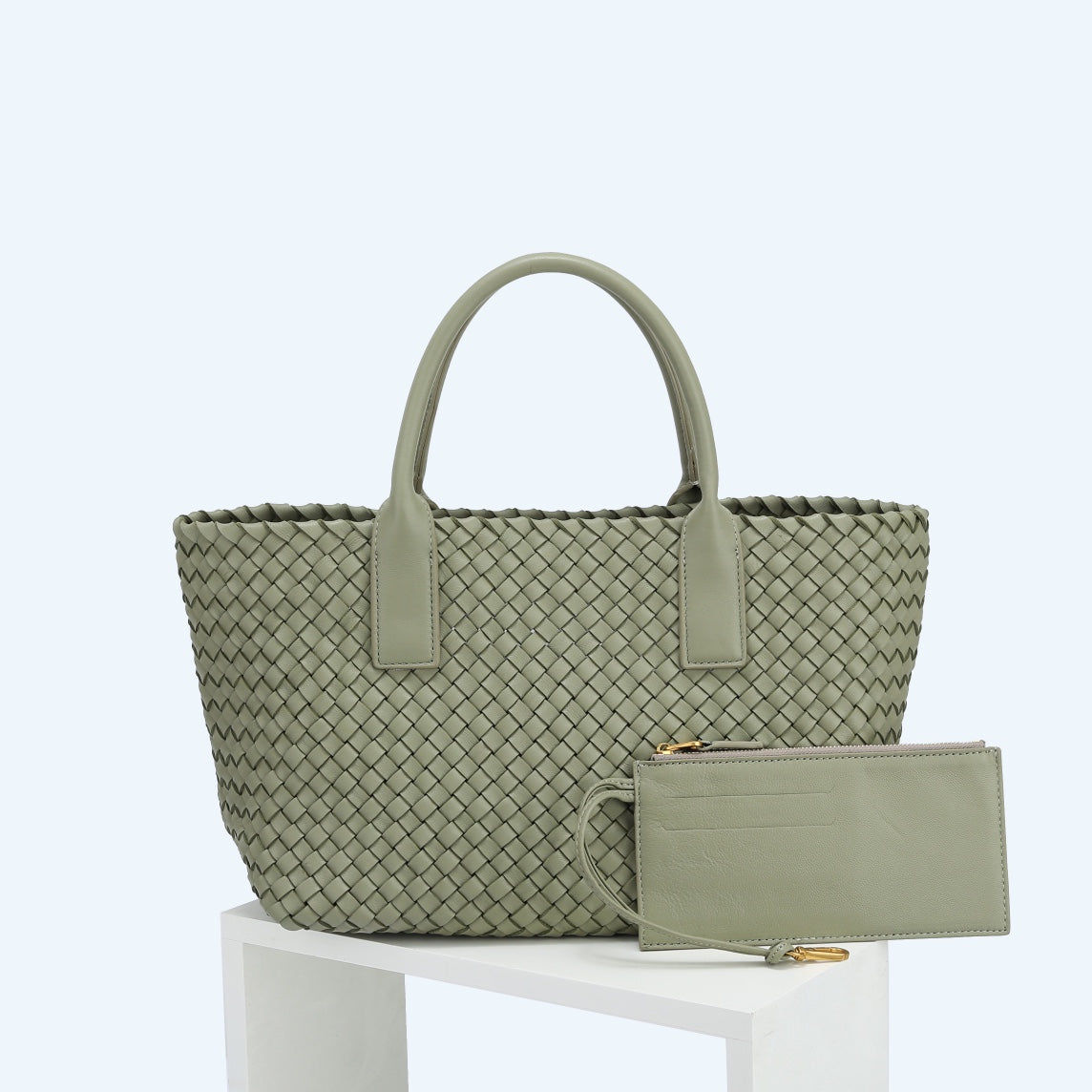 Handwoven Italian Lambskin Tote Bag,  Luxury Intrecciato Leather Shoulder Bag with Matching Pouch, Three Sizes