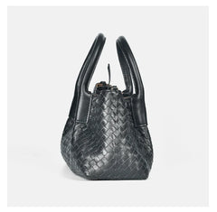 Handwoven Lambskin Leather Tote Bag | Woven Shoulder Bag for Women | Luxury Designer Handbag with Top Handles & Crossbody Strap