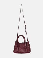 Handwoven Lambskin Leather Tote Bag | Woven Shoulder Bag for Women | Luxury Designer Handbag with Top Handles & Crossbody Strap