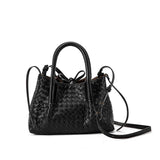 Handwoven Lambskin Leather Shoulder Bag for Women | Luxury Designer Handbag with Top Handles & Crossbody Strap