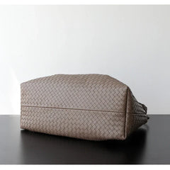 Handwoven Lambskin Leather Tote Bag | Woven Shoulder Bag for Women | Luxury Designer Handbag with Top Handles & Crossbody Strap