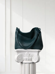 Handwoven Lambskin Leather Tote Bag for Women, Luxury Slouchy Large Shoulder Hobo Woven Tote