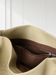 Handwoven Lambskin Leather Tote Bag for Women, Luxury Slouchy Large Shoulder Hobo Woven Tote