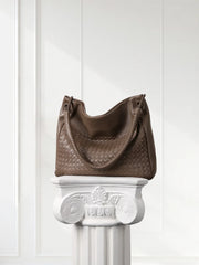 Handwoven Lambskin Leather Tote Bag for Women, Luxury Slouchy Large Shoulder Hobo Woven Tote